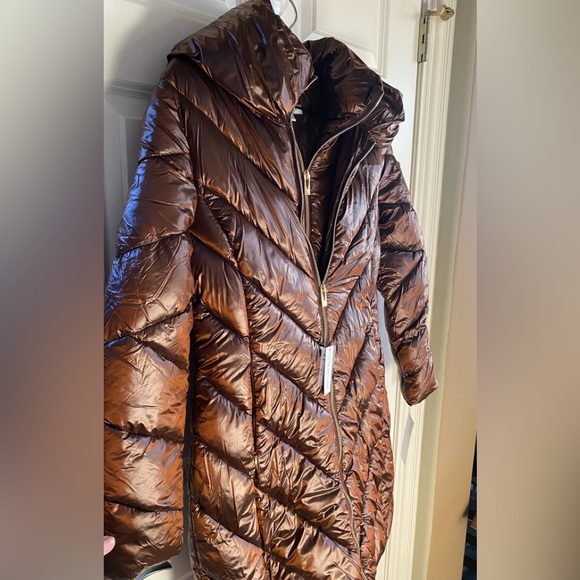 NWT Via Spiga inset bib quilted long puffer jacket - Picture 8 of 10